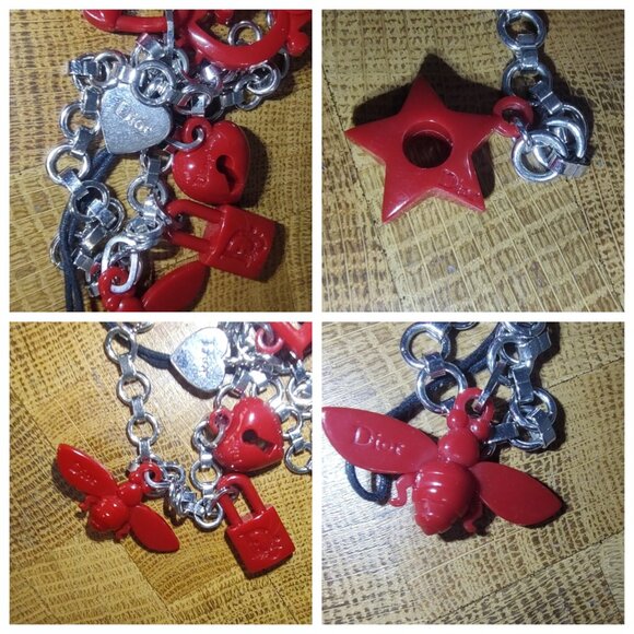 Dior bee heart saddle bag resin charm bracelet EUC w/COA - Picture 5 of 6